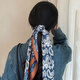 
Miao Yijia silk scarf for women, small square scarf tie neck high-end Korean scarf thin retro scarf tie summer temperament simple retro Korean navy brown edge square scarf