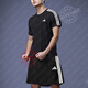 阿迪达斯 （adidas）男子速干健身运动套装 跑步训练服篮足球服短袖T恤透气短裤两件套 IB8150+JE6436/三条纹款 M/175