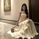European M niche light luxury high-end suspender waist birthday dress for women coming of age fishtail banquet dress 6074 Champagne S
