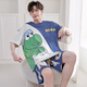 Modaler Schlafanzug in Übergröße für Herren, Sommer, 2025, neue lässige Kurzarm-Shorts, einfaches dünnes Heimkleidungsset für Herren 6625#Dinosaurier-Einzelset XL männlich 135-160Jin Jin entspricht 0,5 kg