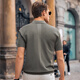 Mr. Cloth silhouette seagull collar solid color short-sleeved T-shirt men's summer exquisite three-dimensional breathable top Smoke green L (175)
