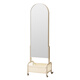 Ganzkörper Spiegel raumhohe Schlafzimmer bewegliche Spiegel mittelalterlicher Story Storage Rack Magazine Rack Drehspiegel Haus verwenden sanftes Mondlicht | Pearl Beige Weiß