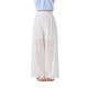 moonkids girls' pants summer thin children's hollow lace wide-leg pants girls white summer 2025 casual straight pants two-piece set [15090 wide-leg pants + 9889 short sleeves] 130 cm