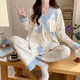 猫人（MiiOW）春秋季新中式纯棉月子服产后产妇孕妇哺乳睡衣夏季薄款套装45月份 1105蓝天鹅 M [80-100斤]