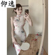 仰逸旗袍中国风性感新中式御姐改良女开春纯欲网纱高开叉包臀挂脖连衣 6197白底荷花 S