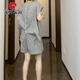 Pierre Cardin Small Fashion Casual Anzug 2025 Sommer Europäer Lose große Frauen-Shorts tragen einen kompletten Set Grau 2xl [Empfohlen 130-150 Jin [Jin entspricht 0,5 kg]]