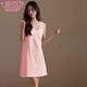 Modal nightgown with chest pad for women, summer thin comfortable breathable vest pajamas for women, solid color simple, can be worn outside home clothes AM11977 M