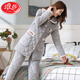 Pajamas de Langsha para mujeres en el terciopelo de coral espesado de invierno Spring cálido de algodón de algodón y franela de otoño para el hogar del hogar H18 L6625 Azul oscuro Rose Estilo extendido XL 115-135Jin [Jin equivale a 0.5 kg]