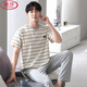 LangSha (LangSha) extra large size men's modal pajamas plus fat pajamas summer thin loose casual home clothes short-sleeved trousers suit ALS9905 L men [100-125Jin [Jin equals 0.5 kg]]