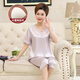 Pijamas modales de verano para madres de mediana edad con protectores para los senos, conjunto de ropa para el hogar de seda de hielo de manga corta fina de seda simulada de verano para mujeres para personas de mediana edad y mayores AYM684 Silver M sin protectores para los senos