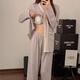 Ziweiqi xiangtao Pajamas de flores moradas para el pecho de algodón de mujeres primavera y otoño ropa nueva para el hogar 9926 púrpura 170 m