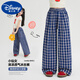 
Disney girls plaid trousers 2025 spring new style medium and large girls fashionable loose wide-leg pants spring children's sports pants 15266 blue 120