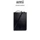 Ami Paris Light Luxury Women's AMI Signature Shoulder Strap Card Holder Wallet Black One Size