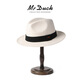 MR DUCK2025 Neues Produkt, leichte und atmungsaktive Panama-Hut, Männer und Frauen, handgepflegtes Baumwoll- und Leinenplaid-Gurtband, Sonnenschutz-Strohhalm MS56328-IVORY BEIGE/COUTWOLLE UND Leinenplaid-Gurtband (57-58cm)