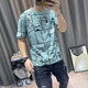 
Xuji Ice Silk Short Sleeve T-shirt Men's 2025 Summer New Printed T-shirt Slim Half-sleeved Ice Sexy Men's Sweatshirt 846 Blue M