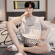 Modal solid color cotton pajamas men's summer short-sleeved teenagers thin cotton summer large-size home clothes pajamas set D1990 (A679) M (recommended 80-115Jin [Jin equals 0.5 kg])