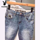 Playboy (Playboy) Denim d'été Mid-pantalon imprimé marque à la mode rétro nostalgique lavage coréen version lâche pantalon de cinq points stretch short masses bleu haute qualité # 9902 36 165-180jin [Jin est égal à 0,5 kg]