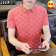 吉普（JEEP）男士短袖t恤纯棉修身时尚体桖纯棉夏季潮流条纹Polo衫新款夏装 W7029白色 M 90-105斤