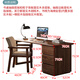 Huixun walnut solid wood desk with side cabinet computer desk simple modern office desk home bookcase combination study table and chair black walnut color # single desk 140cm*70cm*75cm walnut material