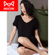 Catman (Miiow) Marke Modal Nighthot für Frauen Sommer Brustpolster ohne Trage BH sexy dünne kleine Pyjamas Kleid Kleid Schwarz [mit Brustpolster] 1203 XL 170