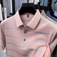 Kangaroo (DaiShu) short-sleeved T-shirt for men 2025 summer trendy striped lapel half-sleeved business casual loose large-size top middle-aged AN15100 light sky blue L