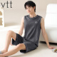 VTT MANEVELESS PAJAMAS Summer Traje de algodón Vest New Home Clothing Los pantalones cortos delgados de los hombres se pueden usar en vest traje: OMM13657 L