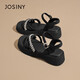 Zhuosini Schwammkuchen dicke Sandalen für Frauen im Sommer tragen koreanische kleine Absatzschuhe schwarz 37