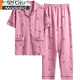 Modale Mutter mittleren Alters purer Baumwollpyjamas Frauen Sommer kurzärmelige Hosen Plus Size Casual Cardigan Anzug Dünne Heimkleidung Y9922 XL 120-140