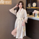 
Modal nightgown for women in summer ice silk thin style lace white bathrobe morning robe sexy pure home clothes pajamas XY#691 rose white L [Suggested 95-120Jin [Jin equals 0.5 kg]]