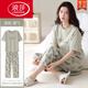LangSha 2025 new pajamas for women in summer pure cotton short-sleeved trousers for casual brand home clothing set YZT9721 M [recommended to wear 80-100Jin [Jin equals 0.5 kg]]