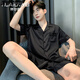 Wenmaner Big Children's Pajamas 12-15 лет летние мужчин-пижамы летние летние шелковые брюки с короткими рукавами.