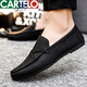 Cartelo printemps polyvalent coréen hisporté de chaussures en cuir décontractées non glissantes 2025 Nouveau style conduisant des chaussures de haricot à un pied de pouce pour hommes Chaussures pour hommes D826 Black 39