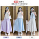 
NICKYBABY girls wide-leg pants 2025 new children's pants summer thin girl Yamamoto pants summer big children's casual skirt pants 9992 white + 15266 blue grid [set] 140 cm