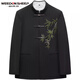 
Vaderton Sheep New Chinese Style Casual Suit Set Men's Spring and Autumn Chinese Style Embroidery Zhongshan Style Hanfu Men's Clothes Black Jacket + Black Shirt + Trousers [Three pieces XL [High Quality]