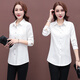 Pierre Cardin [9716 personnes louées] Spring and Automne Solid White Shirt pour les femmes avec des hauts à manches longues et à tempérament, une chemise de base lâche [pas de toison ajoutée au printemps et à l'automne] l [suggéré 85-100 Jin [Jin est égal à 0,5 kg]]]