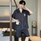 Modal Herren Pyjamas Sommereis. Seide Kurzärärmelenhose Feste Farbe Schwarzer Sommer Dünnstil Jungen Nachahmungsseide I Seide Home Kleidung Set 12532 [Yunduo-Baumwoll-Kreppstil] L (Empfohlener Höhe 170, Gewicht 100-1