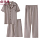Yu Zhaolin Pajamas Men's Summer Cotton Pure Coton trois pièces Set à manches courtes Long Coton Vêtements de maison décontractée en vrac mince 9277 2xl