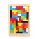 Yuan Family Holzpuzzle Kognitive Brettspielzeug Holzbriefe Geometrische Grafikbaustein Handgabetafel Holz Tetris 28*18 cm