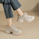 ZHR dad shoes for women in summer thick sole heightened casual shoes for women mesh breathable and lightweight women's shoes G755E apricot color 37