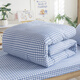 Sábanas de ropa de cama de algodón de lavado de la unidad tri-polar, cubiertas de colchas, cubiertas de colchas, cubiertas de colchas, juegos de seis piezas TP2691 estilo azul de la cuadrícula pequeña (cubiertas de edredones, 150*200 cm) adecuados para camas de 0.9m