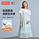 费雪（Fisher-Price）费雪孕妇夏装连衣裙2025新款时尚假两件宽松T恤长裙夏季孕妇裙子 绿色连衣裙 L【125-145斤适穿】