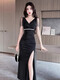 Pinbo Qiren Sexy Deep V Kleid Hip-Pack-Kleid Spa Fußbadetechniker Nachtclub KTV Arbeitskleidung 3882 Schwarz S vorgeschlagen 80-95 Jin [Jin ist gleich 0,5 kg]