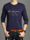 
CK Spring and Autumn Men's Long Sleeve T-shirt Round Neck Slim Large Size Cotton Casual Autumn Clothes Youth Letter Base Shirt 878 Blue M