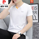 Pierre cardin men's clothing 2025 new V-neck young men's short-sleeved T-shirt pure cotton thin summer casual versatile T-shirt men QY691 white 3XL