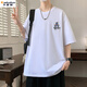 Kaduton 2025 Neues Sommer-Kurzärmer-T-Shirt für Jungen und Teenager Junior High School-Schüler Baumwoll halbärmelte große Kinder Lose Top Jttz-W733 White 2xL 130 bis 145jin [Jin gleich 0,5 kg]