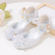 Ruiyang modische Kinderprinzessinschuhe Kristallschuhe Mädchen High Heels Weiche einzige Grundschule Schülern Tanz Lederschuhe Silber mit Diamant A9928 Silber 30 innere Länge 19 cm