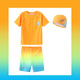 Cold element Coldelement children's swimsuit short-sleeved boys' new summer sunscreen UPF50+baby swimsuit fluorescent color sunshine orange+swimming trunks 6XS (110) 25-35Jin Jin equals 0.5 kg