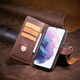 Shiqifan is suitable for Samsung j4 mobile phone case, clamshell protective cover, wallet type insertable card holder, anti-fall, wear-resistant, front and rear all-inclusive leather case, brown + same leather cord, Samsung j4