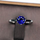 Yueyi simple temperament 1 carat tanzanite ring women's sapphire ring ring live gift 925 sterling silver six claws deep mm-live mouth