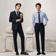 Guillaume suit suit men's zero-dye advanced wedding suit retro blue casual business formal anti-wrinkle suit jacket Prussian blue top + pants 46
